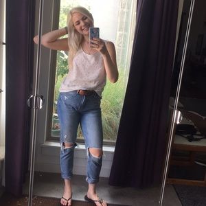 Bird print loose fit dress tank